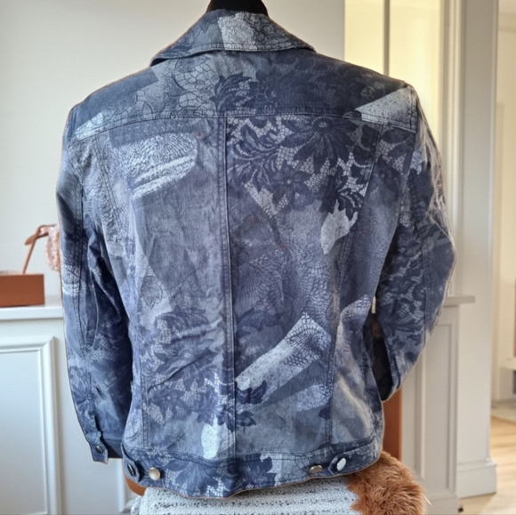 Bandolera Floral Denim Jean Jacket Size M - Picture 3 of 11